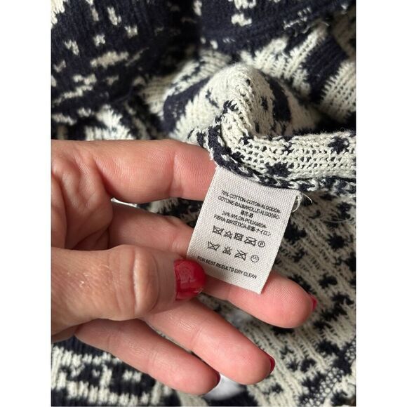 FREE PEOPLE Mandella Intarsia CARDIGAN Knit Jacket size S Boho Black White - Picture 9 of 10